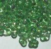 25 grams of 3x7mm Silver Lined Green Farfalle Seed Beads